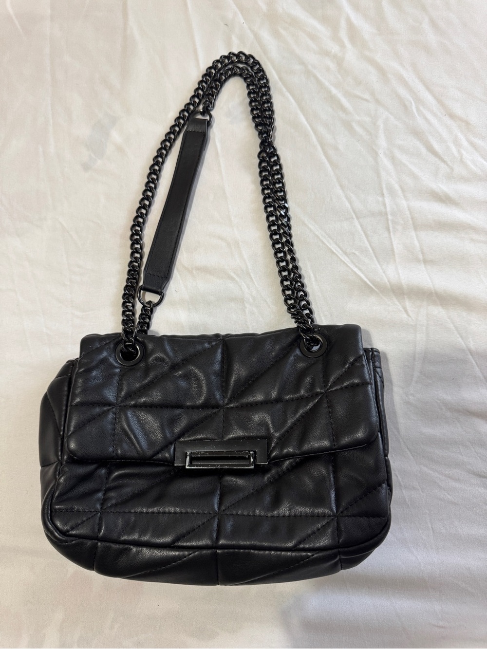 Bershka Black Quilted Chain-Shoulder Bag